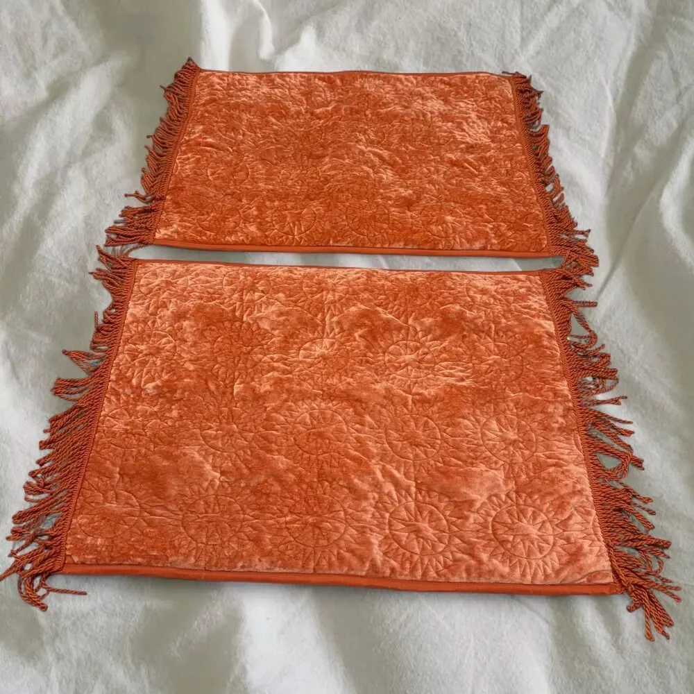 Cottage Boho Whimsigoth OpalHouse Sun Velvet Quilt Pillowcase Fringe Set of 2